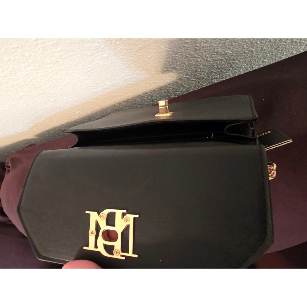 Badgley Mischka Vegan Leather Pearl Crossbody‎ Bag Black Blush Pink BM Handbag - Picture 2 of 8